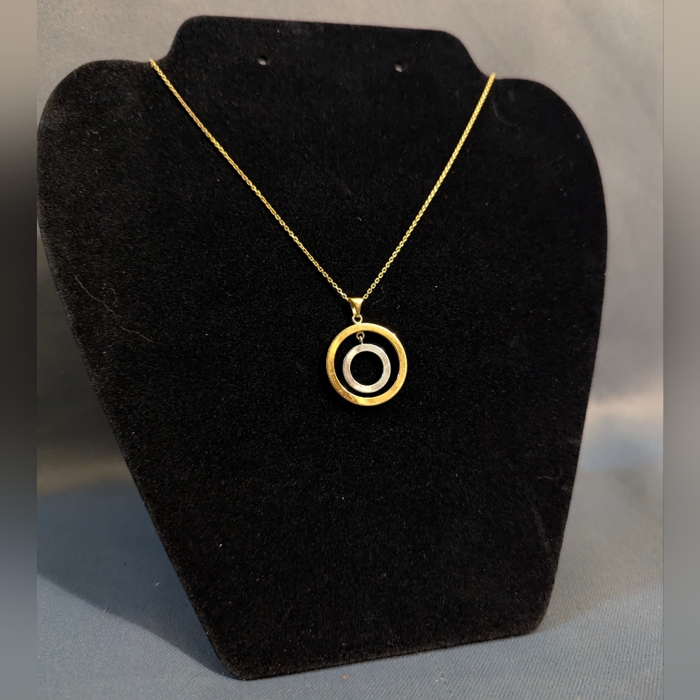 Gold and Silver Circle Pendant Necklace